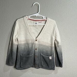 Zara Kids Ombre Knit Cardigan Grey White V-Neck Button Front Size 3/4